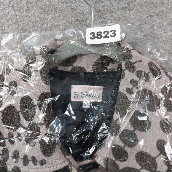 3 Sisters Women’s Sz XL Textured Jacquard Jacket Pinkish Brown Retro Artsy Swing - Picture 10 of 10